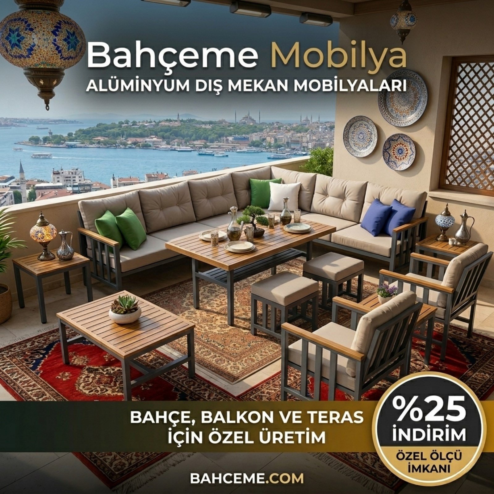 Çamlıca Alüminyum Bahçe Oturma Grubu | 5 Kişilik Bahçe, Balkon Koltuk Takımı