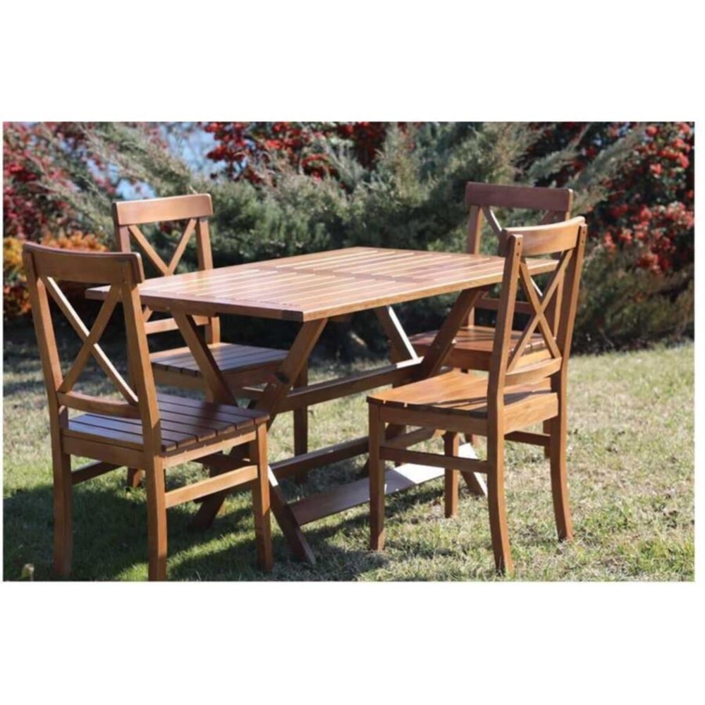 Çeşme Ahşap Masa Sandalye Takımları -4 Kişilik Bahçe Balkon Set