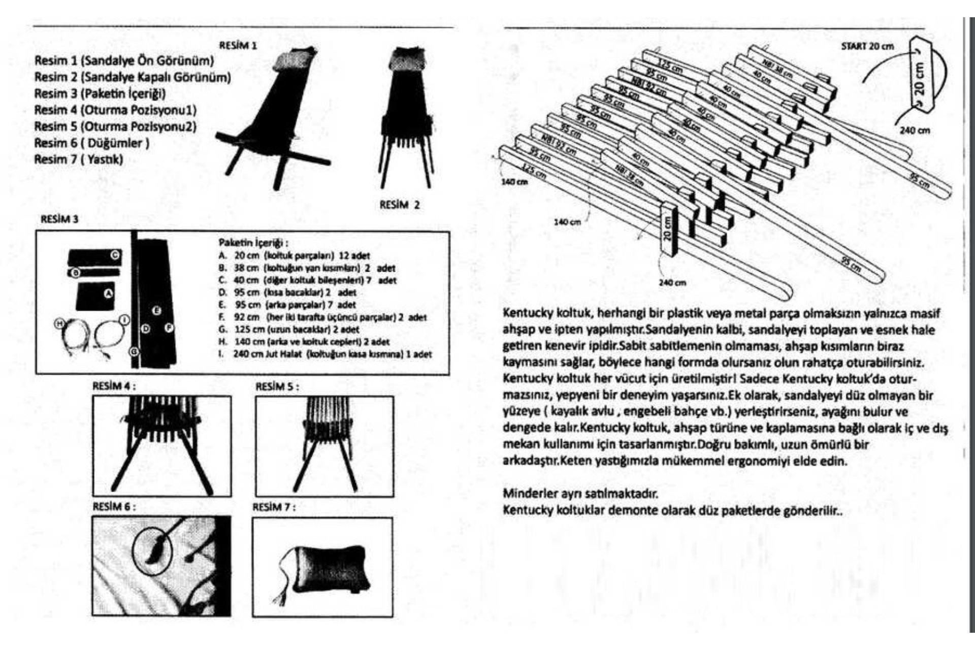 Kapadokya Ahşap Bahçe Balkon Sandalyesi -Kentucky Model