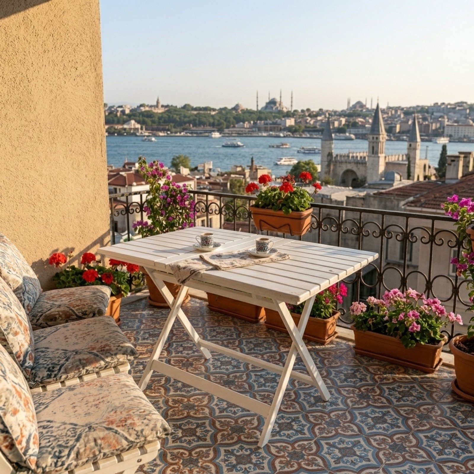 Kaş Katlanır Ahşap Bahçe Balkon Masaları Beyaz - Dikdörtgen Ebatlar