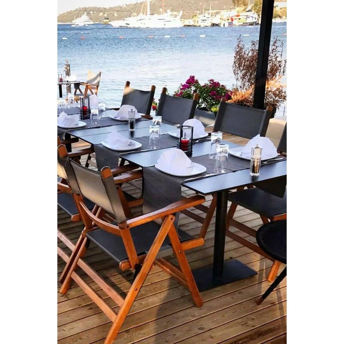 Marmaris Ahşap Masa Sandalye Takımları -2 Kişilik Katlanır Bahçe Balkon Set, PVCli