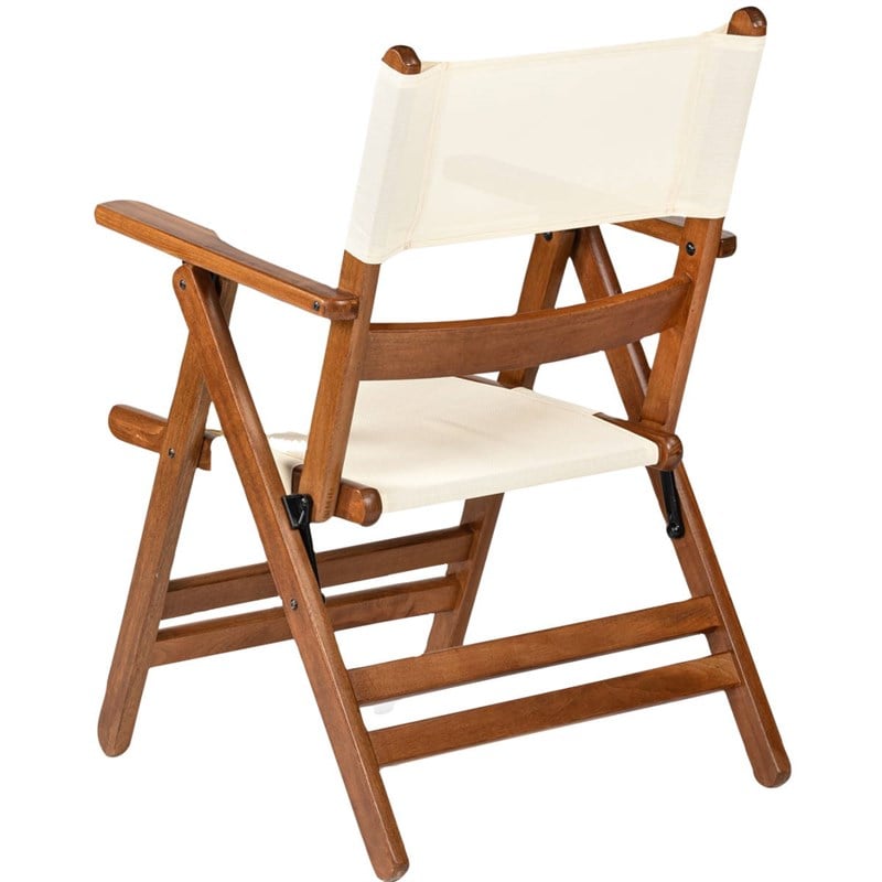 Marmaris Katlanır Ahşap Bahçe Balkon Sandalyesi -PVC Kumaş