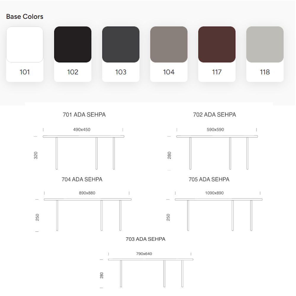 Papatya Ada Sehpa - Compact Tabla & Metal Ayak