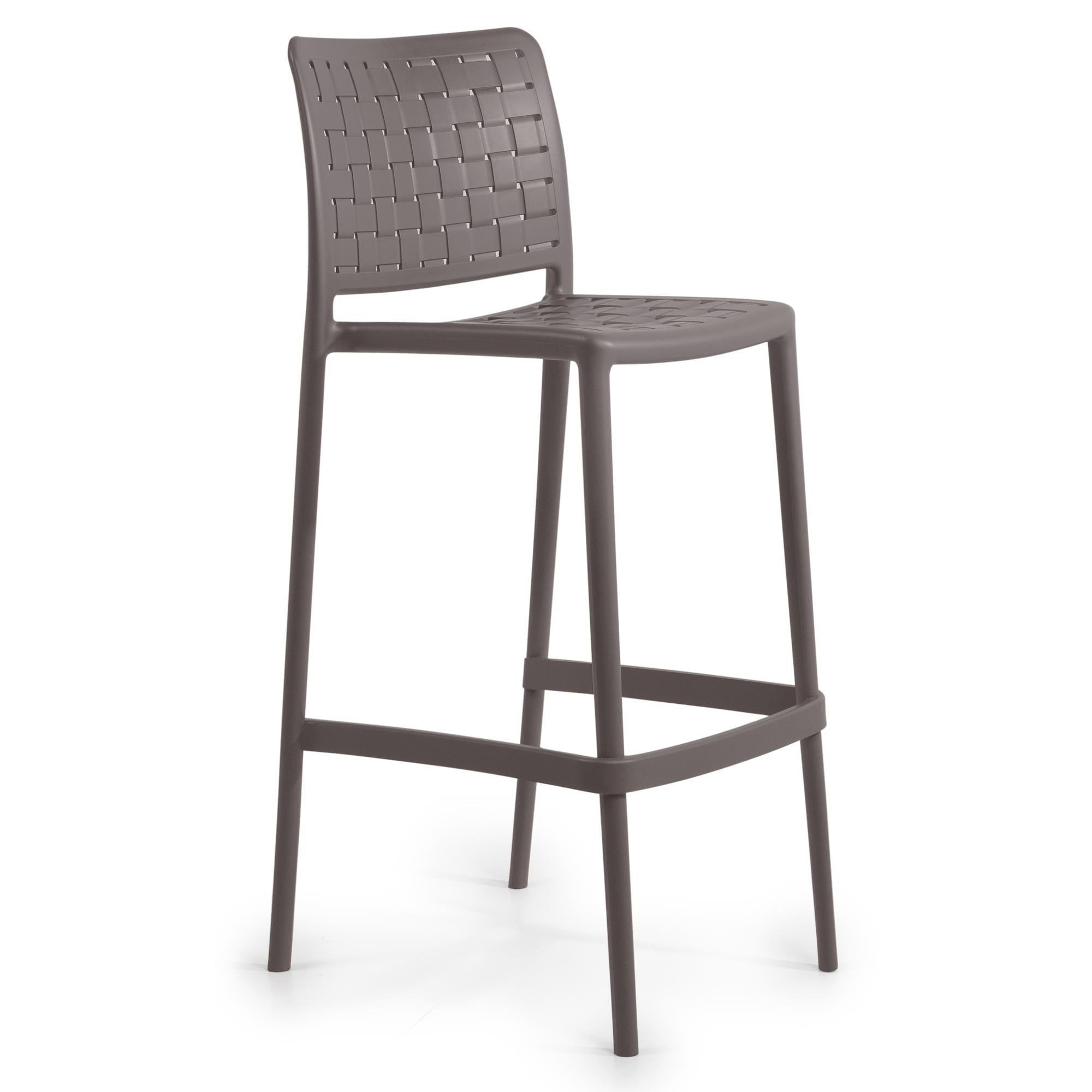 Papatya Fame - S Kahve Renk 75 cm Bar Tipi Yüksek Sandalye | Plastik Bahçe, Mutfak, Balkon Sandalyesi
