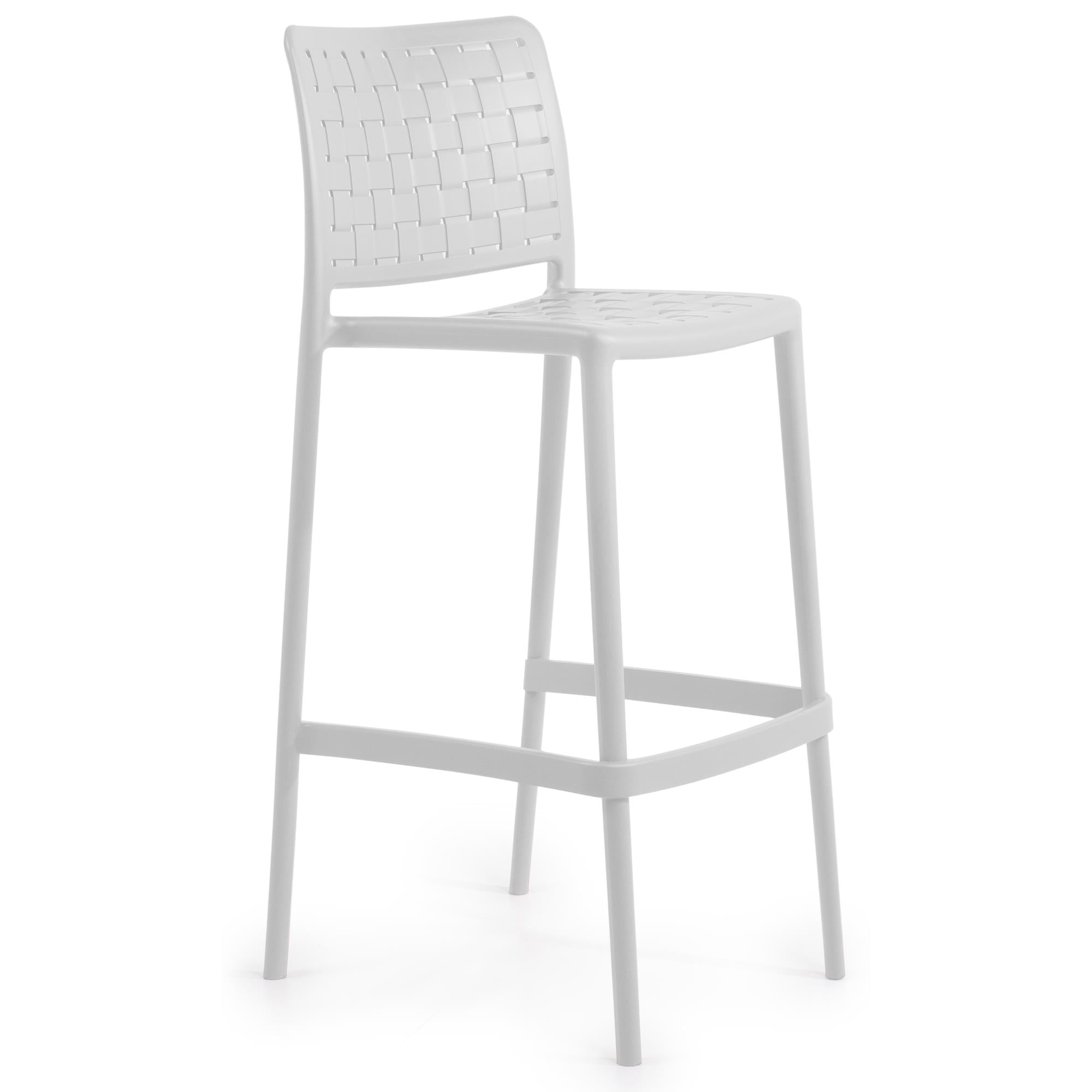Papatya Fame - S Beyaz 75 cm Bar Tipi Yüksek Sandalye | Plastik Bahçe, Mutfak, Balkon Sandalyesi
