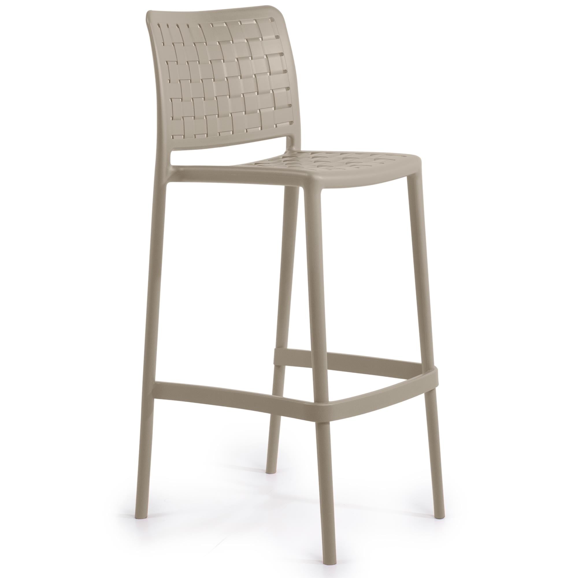 Papatya Fame - S Bej 75 cm Bar Tipi Yüksek Sandalye | Plastik Bahçe, Mutfak, Balkon Sandalyesi