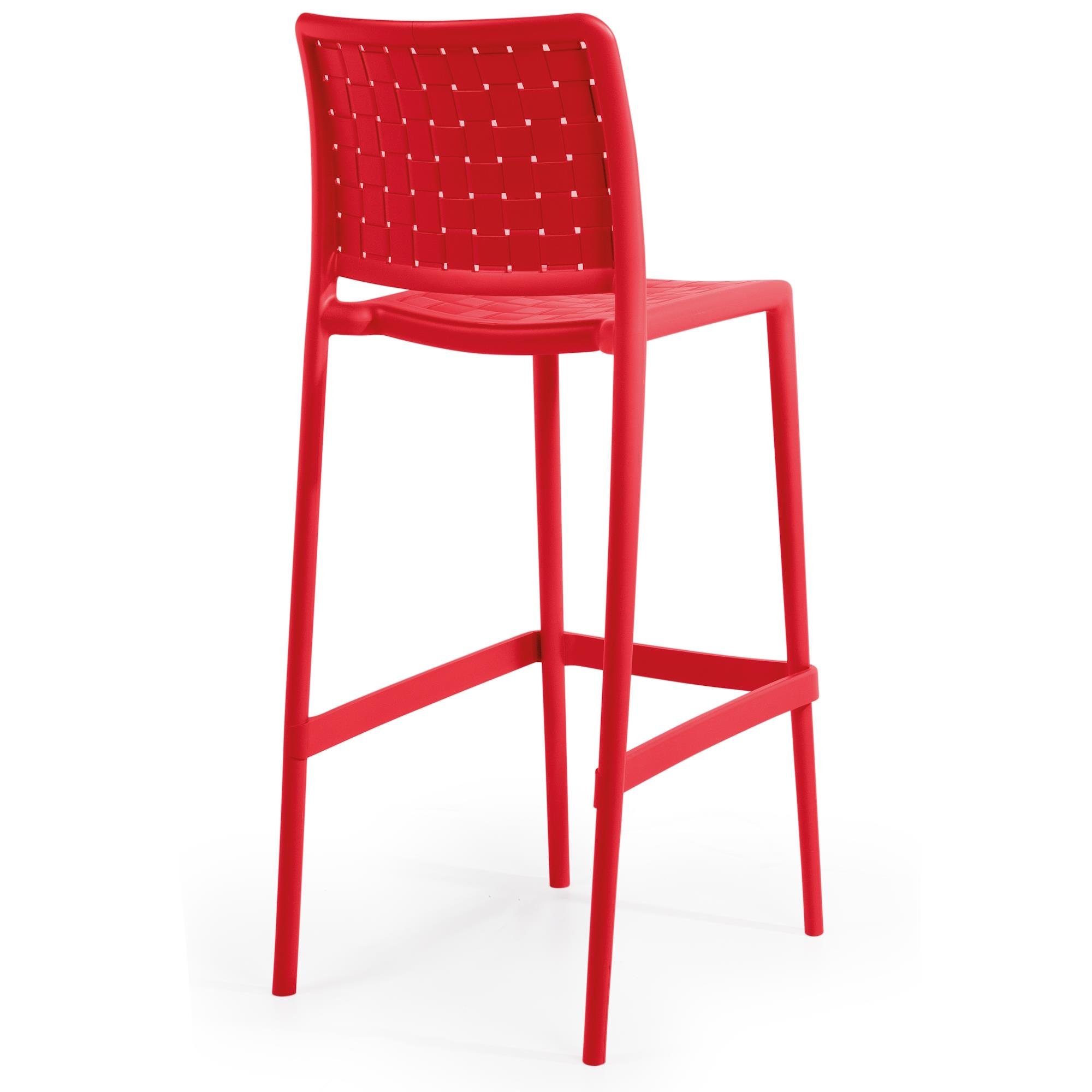 Papatya Fame - S Kırmızı 75 cm Bar Tipi Yüksek Sandalye | Plastik Bahçe, Mutfak, Balkon Sandalyesi