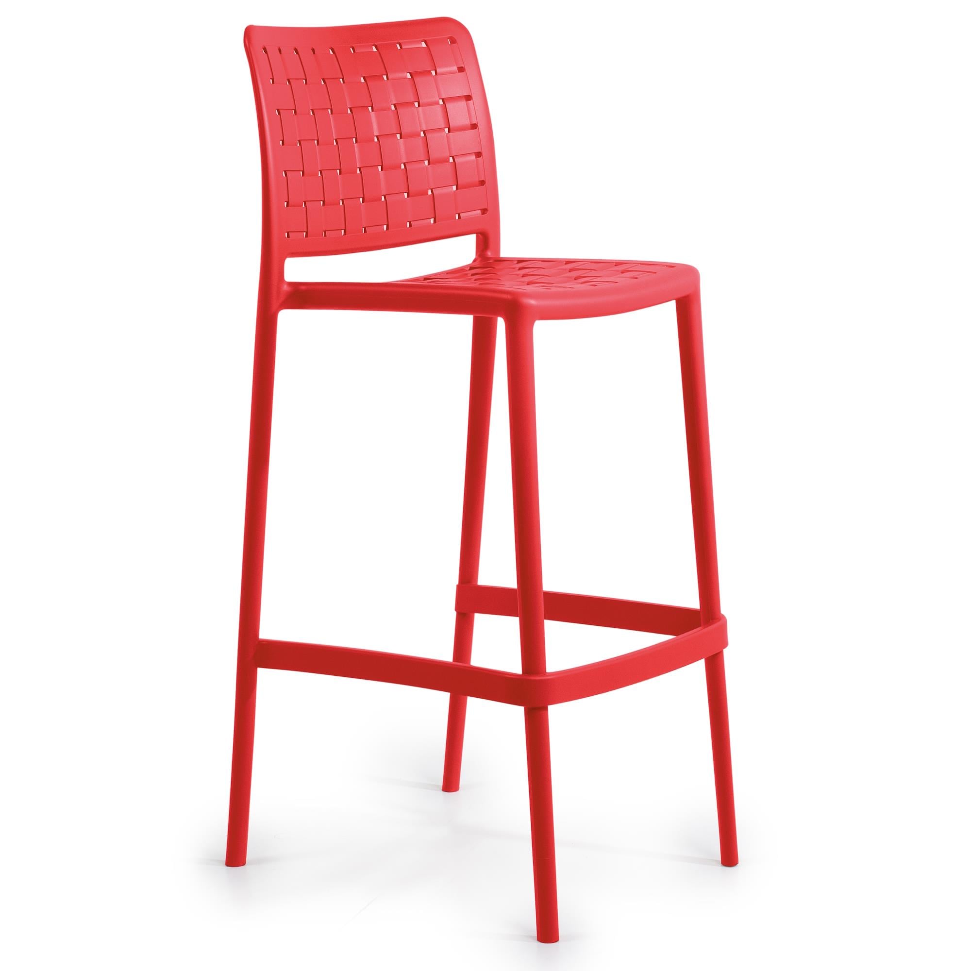 Papatya Fame - S Kırmızı 75 cm Bar Tipi Yüksek Sandalye | Plastik Bahçe, Mutfak, Balkon Sandalyesi