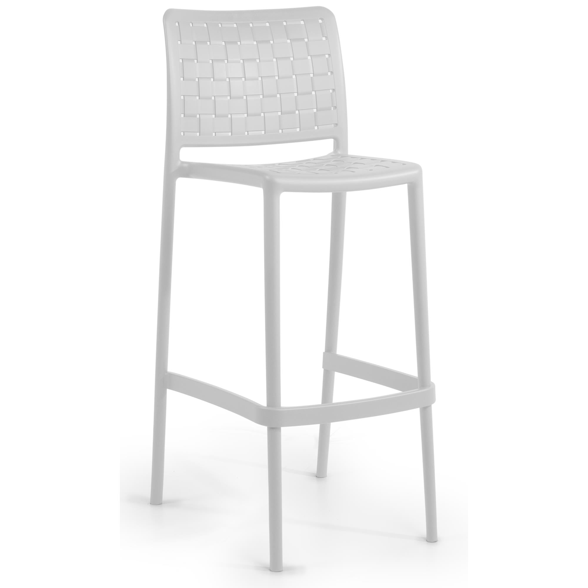 Papatya Fame - S Beyaz 75 cm Bar Tipi Yüksek Sandalye | Plastik Bahçe, Mutfak, Balkon Sandalyesi