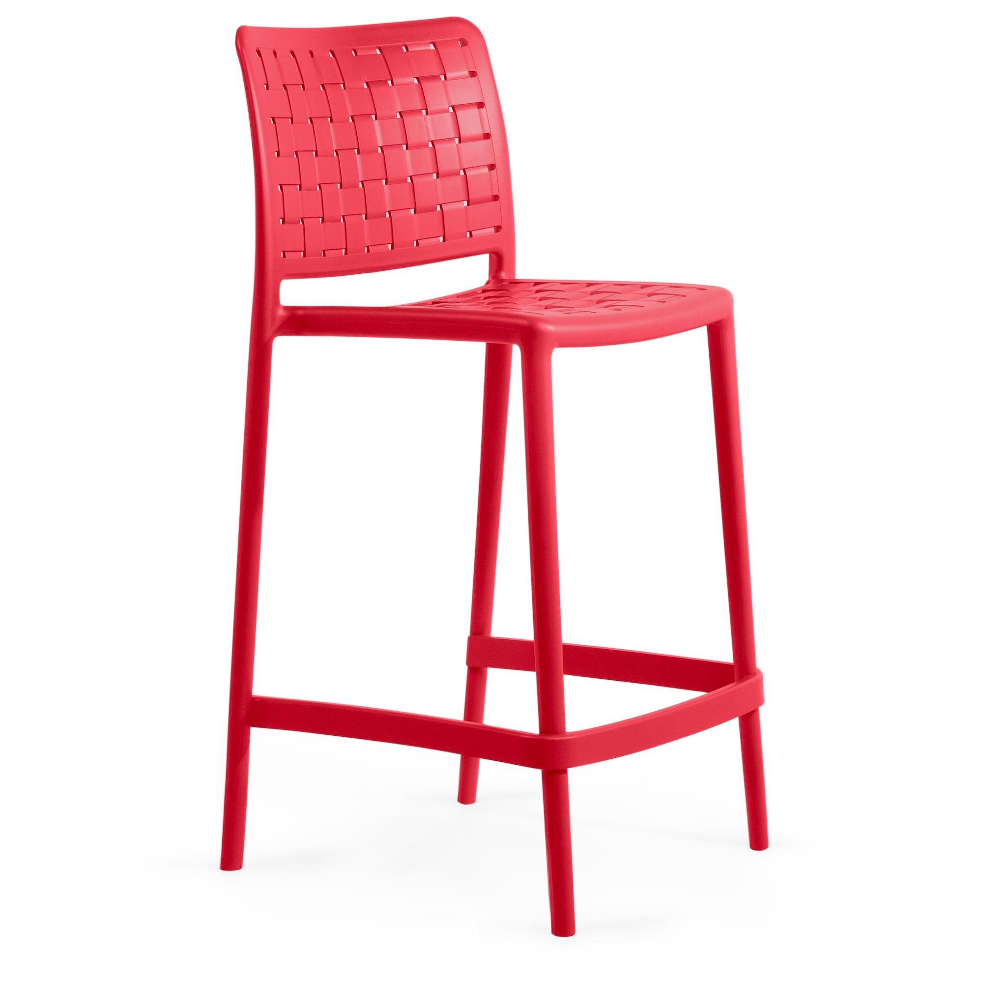 Papatya Fame - S Bar 65 cm Kırmızı Plastik Sandalye Bahçe, Mutfak, Balkon Sandalyesi