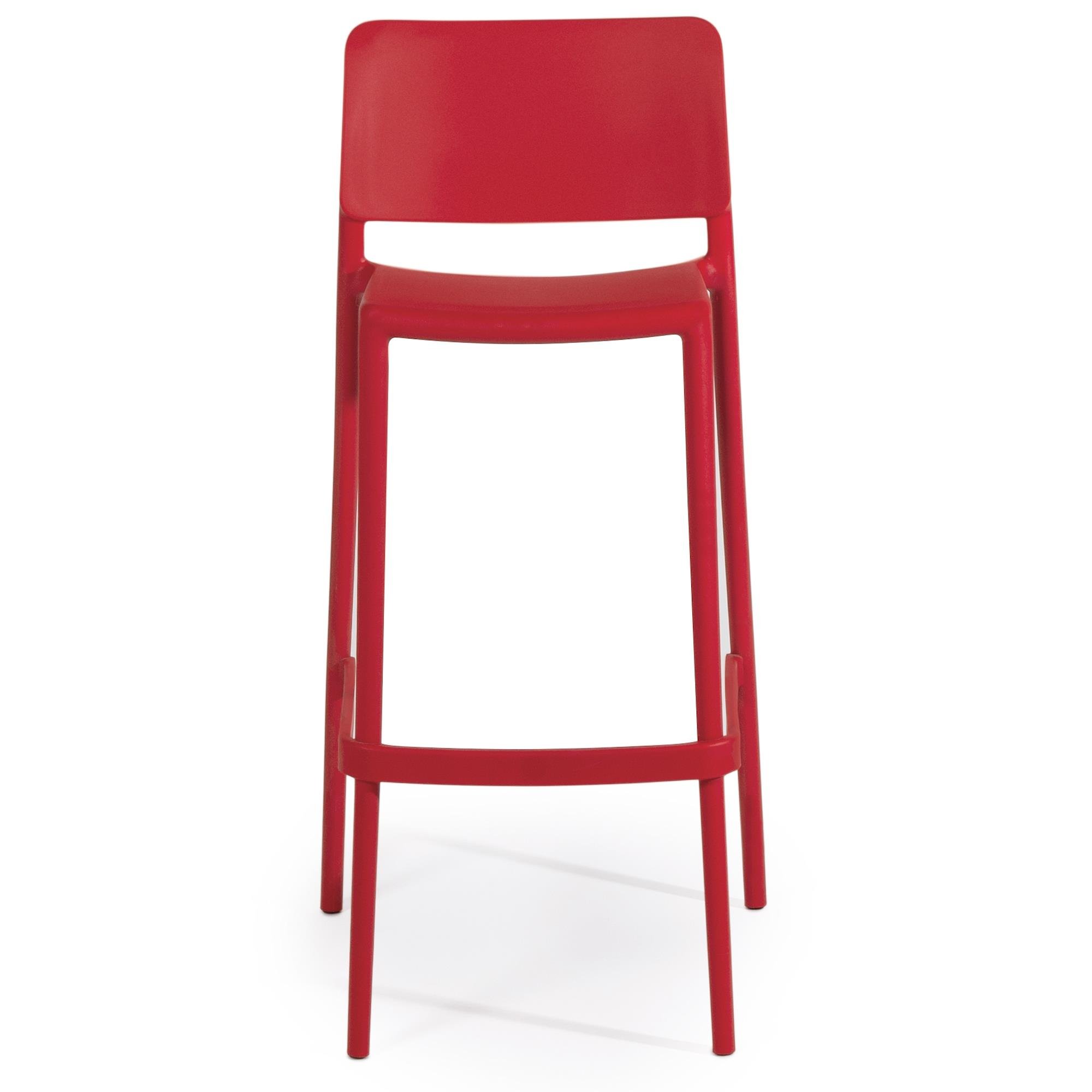 Papatya Joy-S Bar 75 cm Kırmızı Plastik Bar Sandalyesi