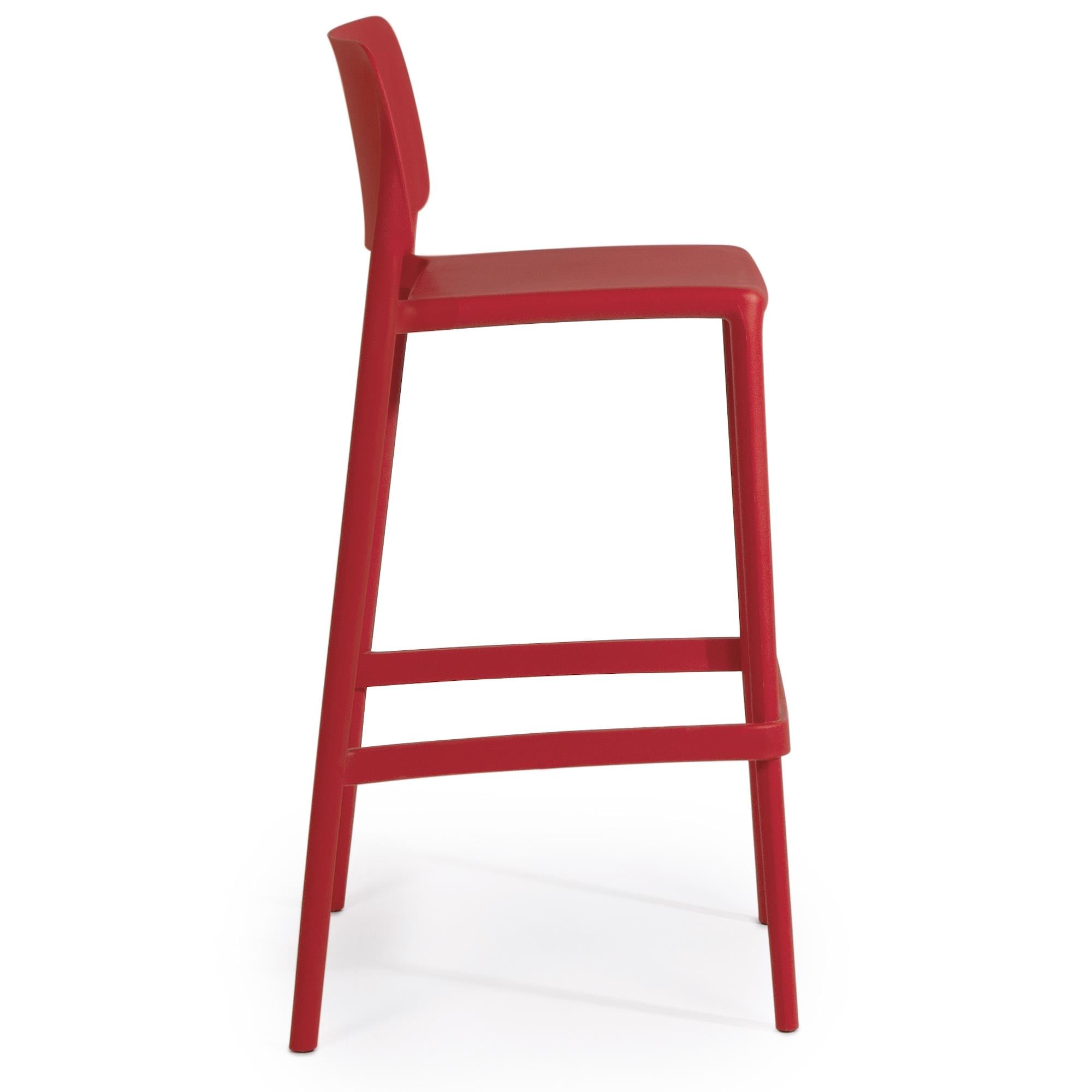 Papatya Joy-S Bar 75 cm Kırmızı Plastik Bar Sandalyesi