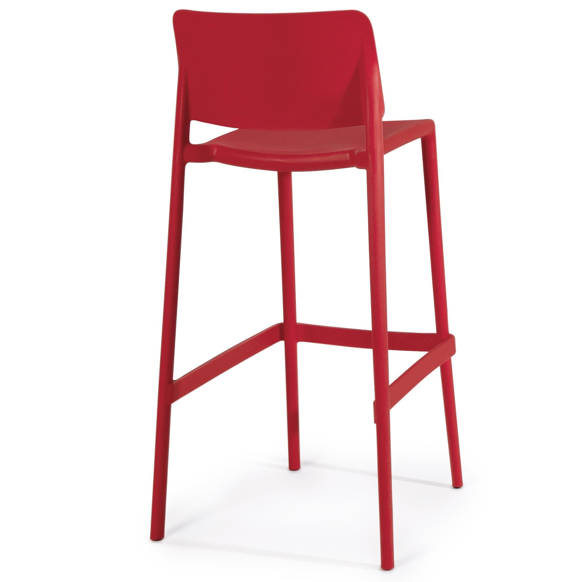 Papatya Joy-S Bar 75 cm Kırmızı Plastik Bar Sandalyesi