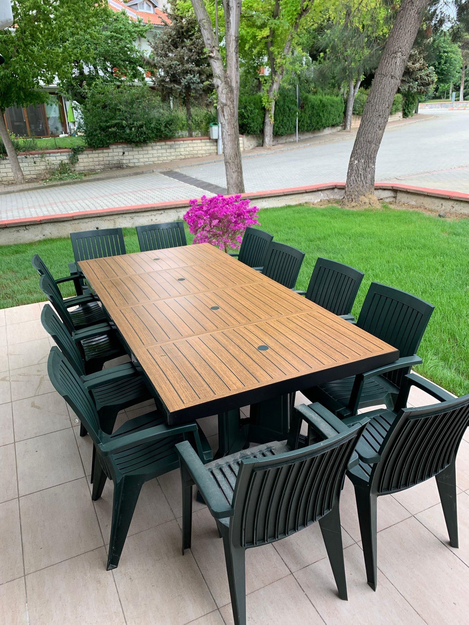 Papatya Katar 1 Plastik Bahçe Balkon Masası - 115x180 - 8 Kişilik