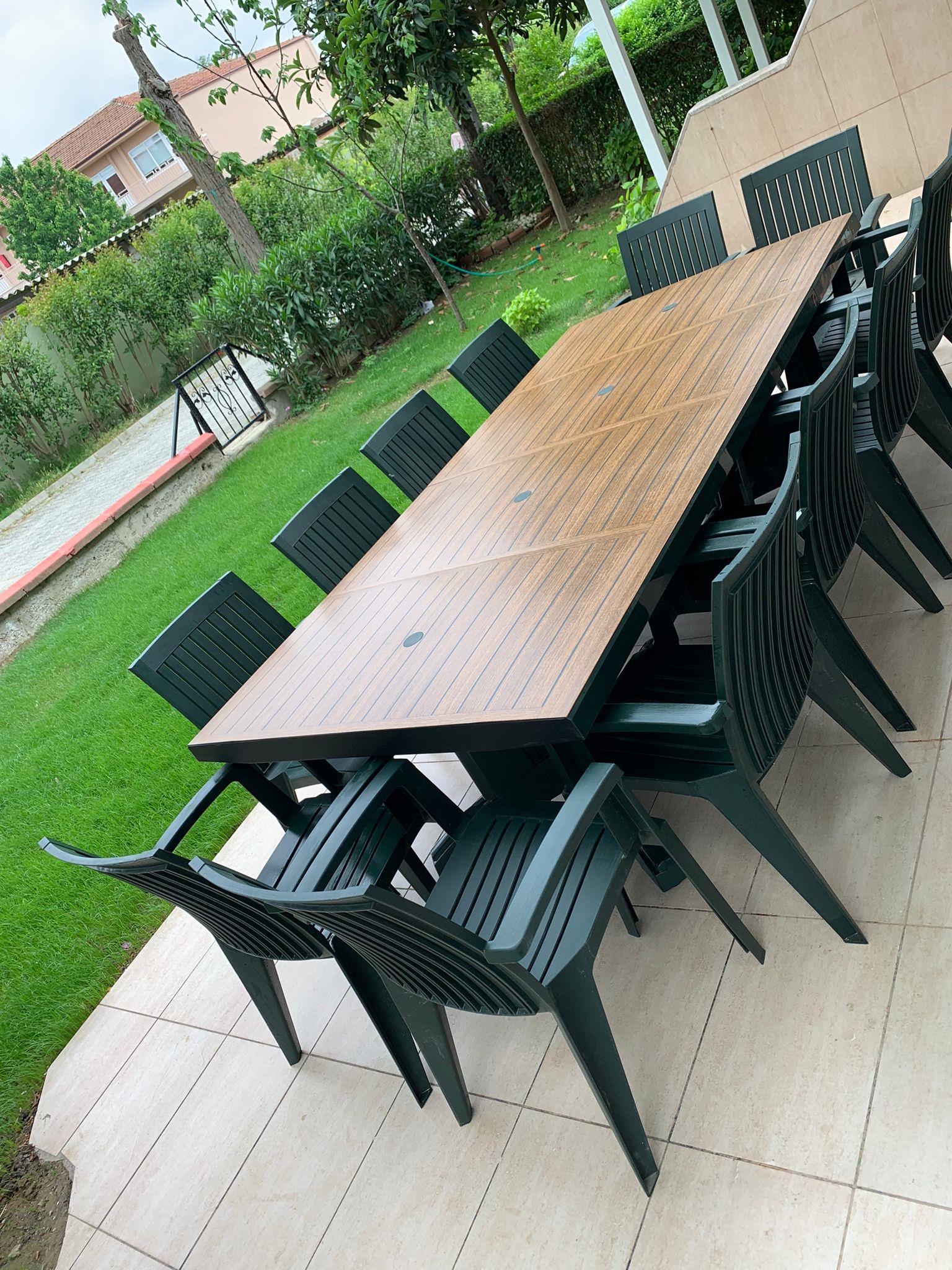 Papatya Katar 1 Plastik Bahçe Balkon Masası - 115x180 - 8 Kişilik