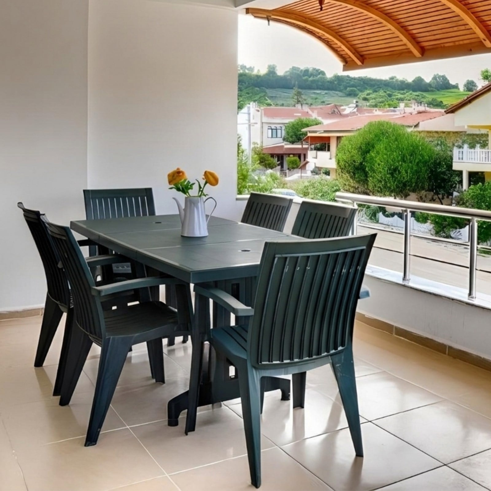 Papatya Katar X Masa Sandalye Takımı - 6, 8, 10 ve 12 Kişilik Bahçe Balkon Set