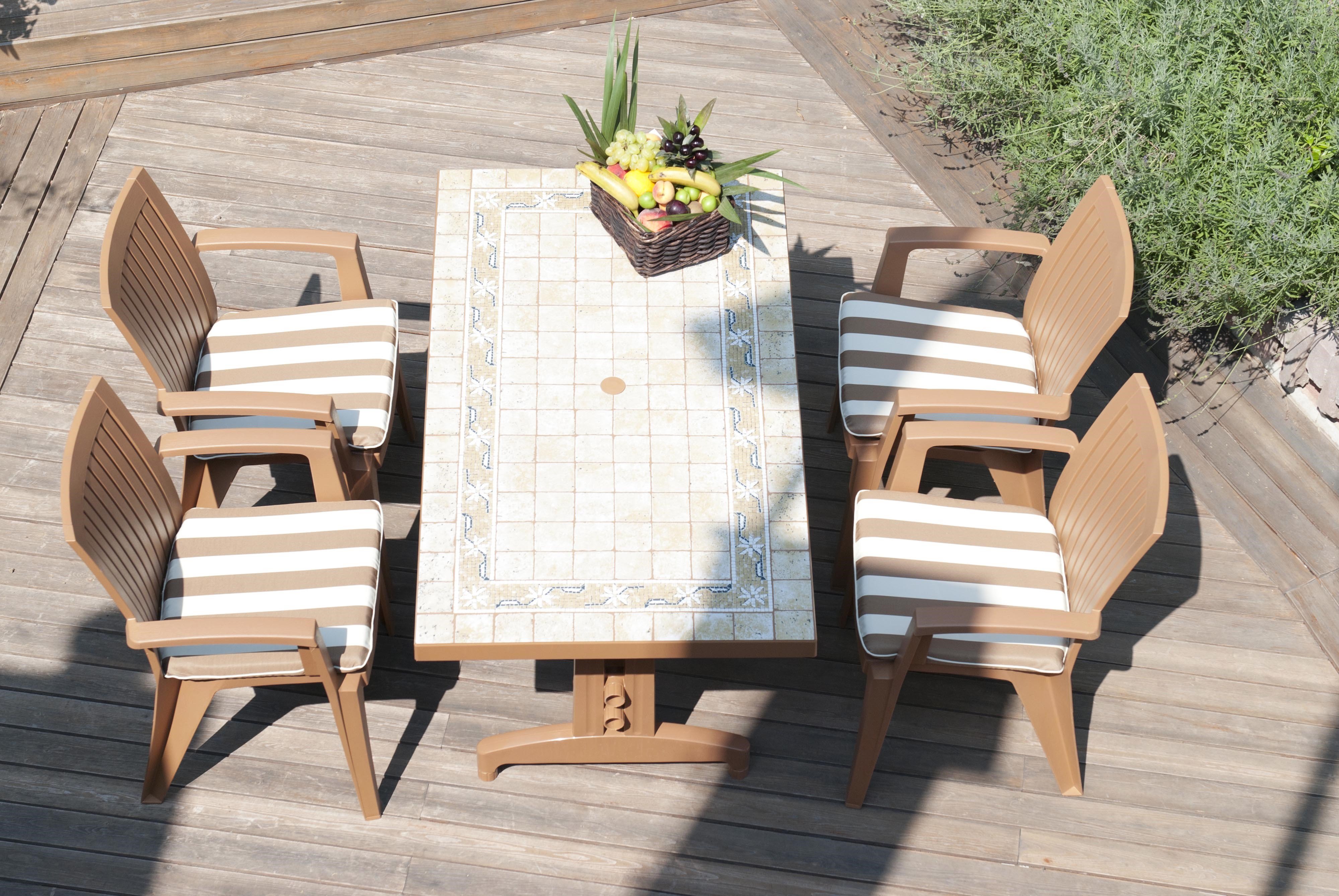 Papatya Alize Teak Masa Sandalye Takımı - 6 Kişilik Bahçe Balkon Set