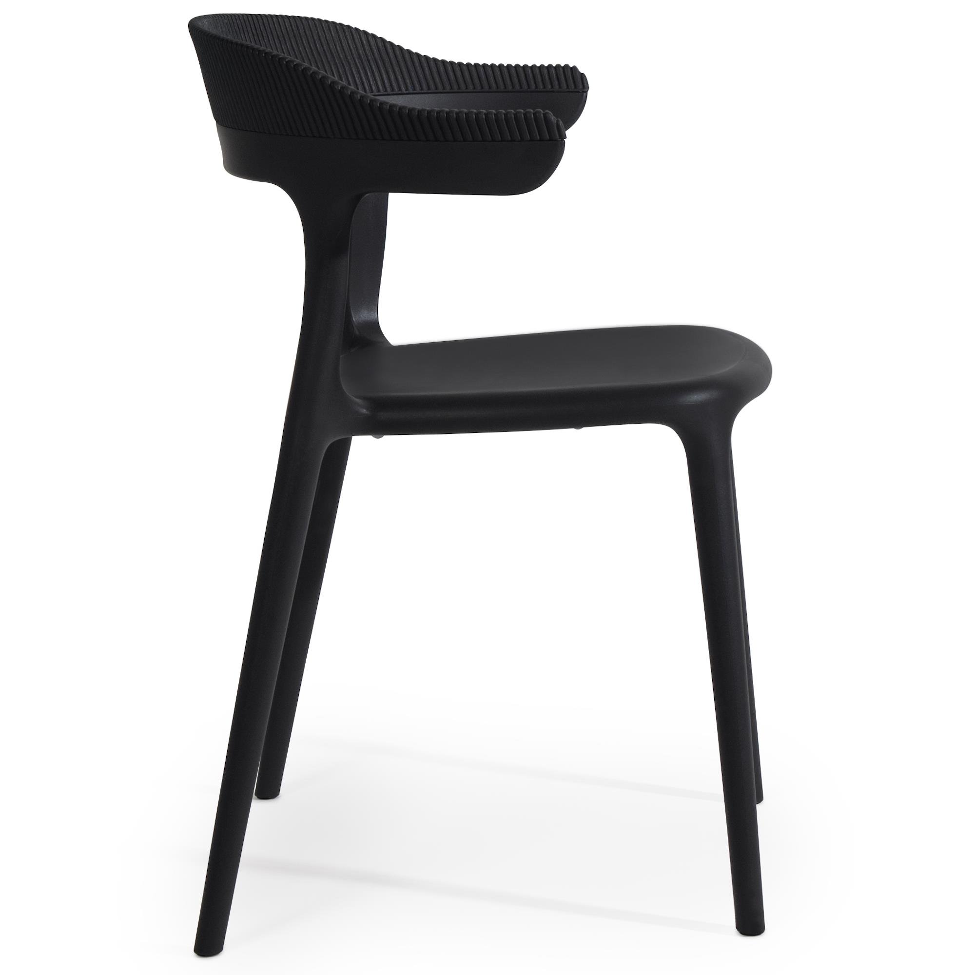 Papatya Luna Stripe Siyah Plastik Sandalye | Bahçe, Mutfak, Balkon Sandalyesi