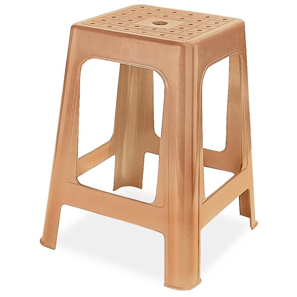 Papatya Mercan Plastik Tabure Teak - Bahçe Balkon Taburesi
