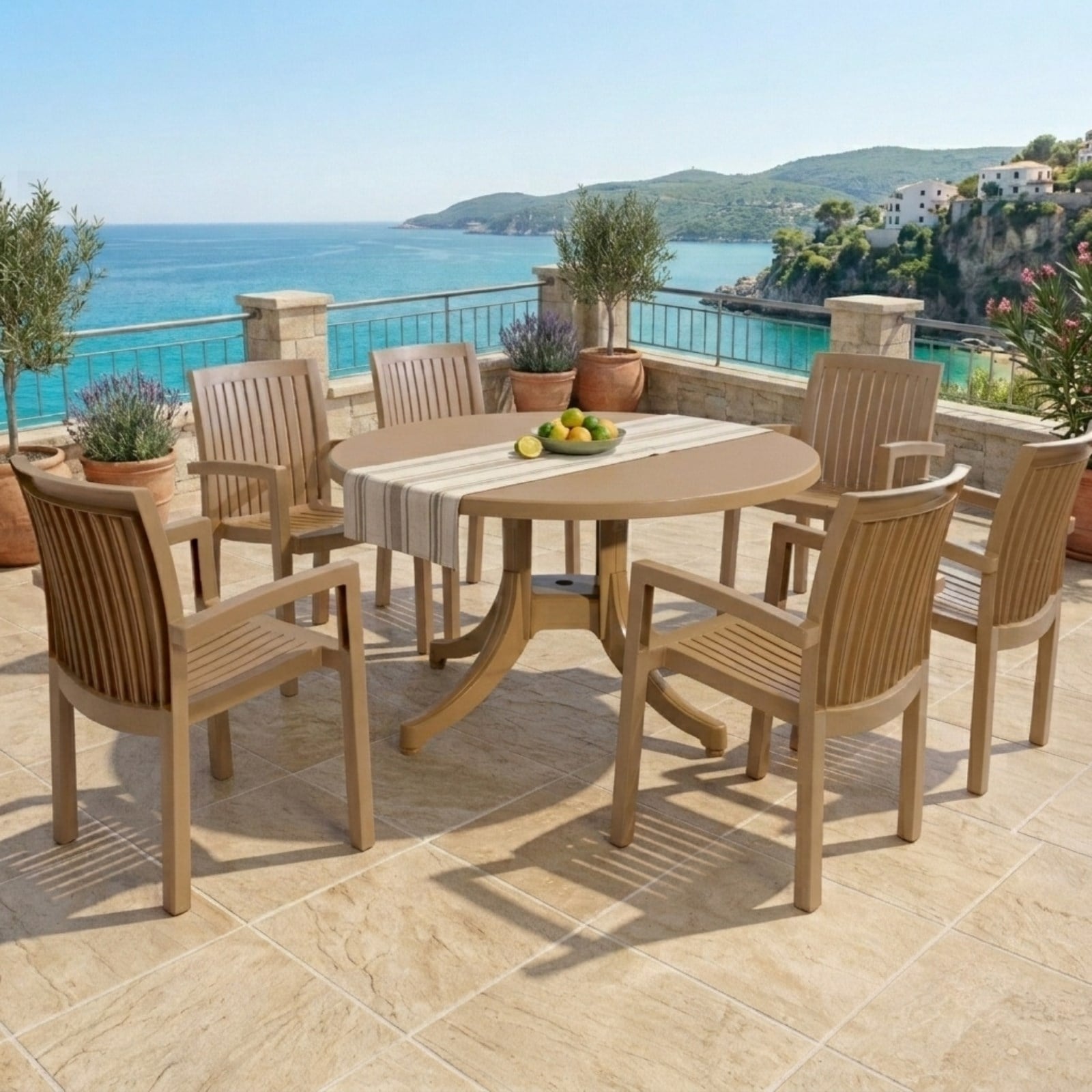 Papatya Nova X 120lik Yuvarlak Masa Sandalye Takımı - 4 ve 6 Kişilik Bahçe Balkon Set