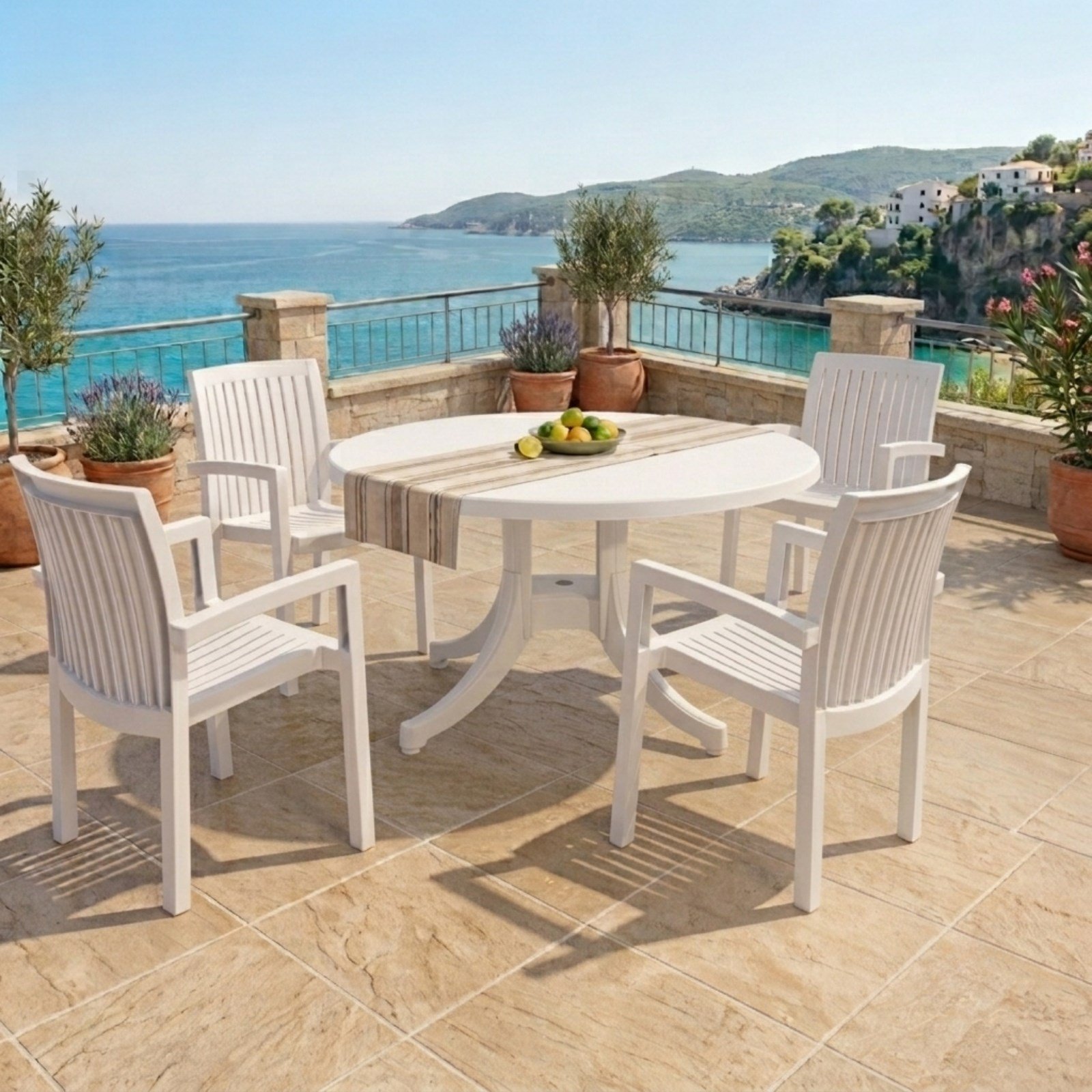 Papatya Nova X 120lik Yuvarlak Masa Sandalye Takımı - 4 ve 6 Kişilik Bahçe Balkon Set