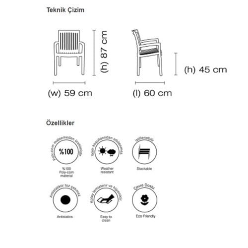 Papatya Nova X 70x120 Dikdörtgen Masa Sandalye Takımı - 4 ve 6 Kişilik Bahçe Balkon Set