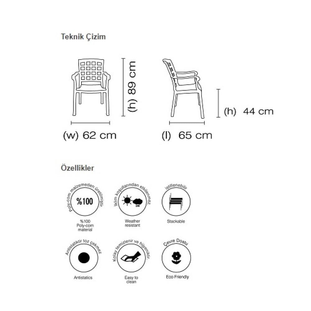 Papatya Pasha Koltuk - Plastik Bahçe Balkon Koltuğu