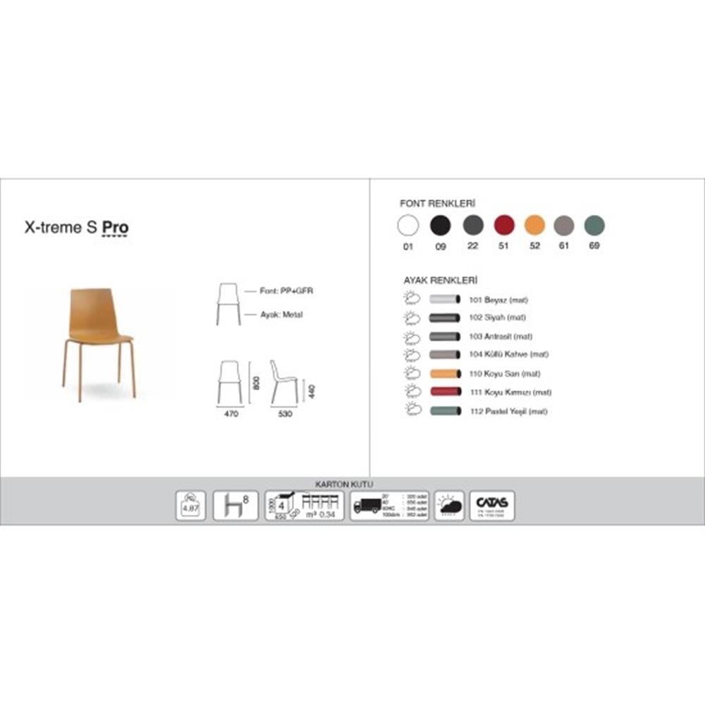 Papatya X-treme S Pro Plastik Sandalye Mutfak, Ofis Sandalyesi