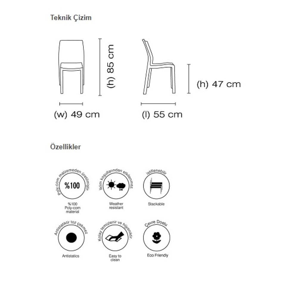 Papatya Yumi Sandalye - Plastik Bahçe Balkon Sandalyesi