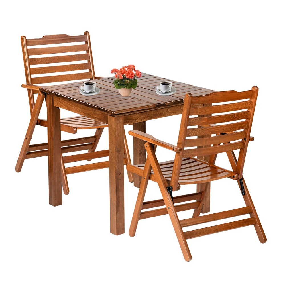Ürgüp Ahşap Masa Sandalye Takımları - 2 Kişilik Bahçe Balkon Yuvarlak Set