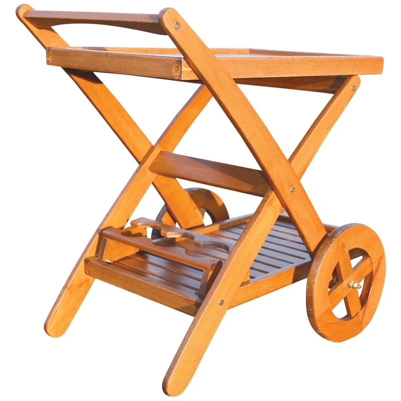 Wine Cart - Ahşap Sevis Arabası Bahçe-Otel İç-Dış Mekan