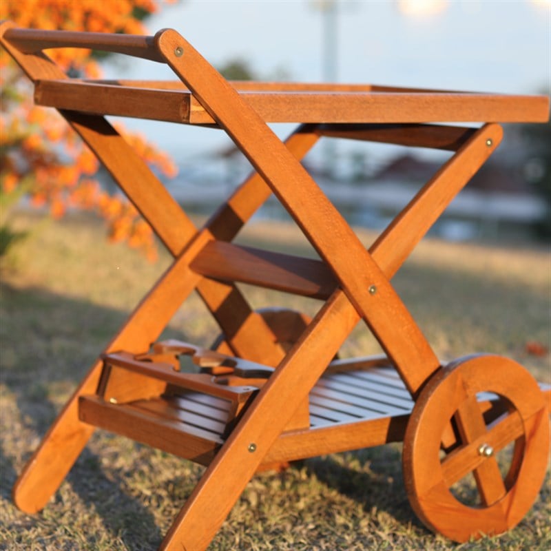 Wine Cart - Ahşap Sevis Arabası Bahçe-Otel İç-Dış Mekan