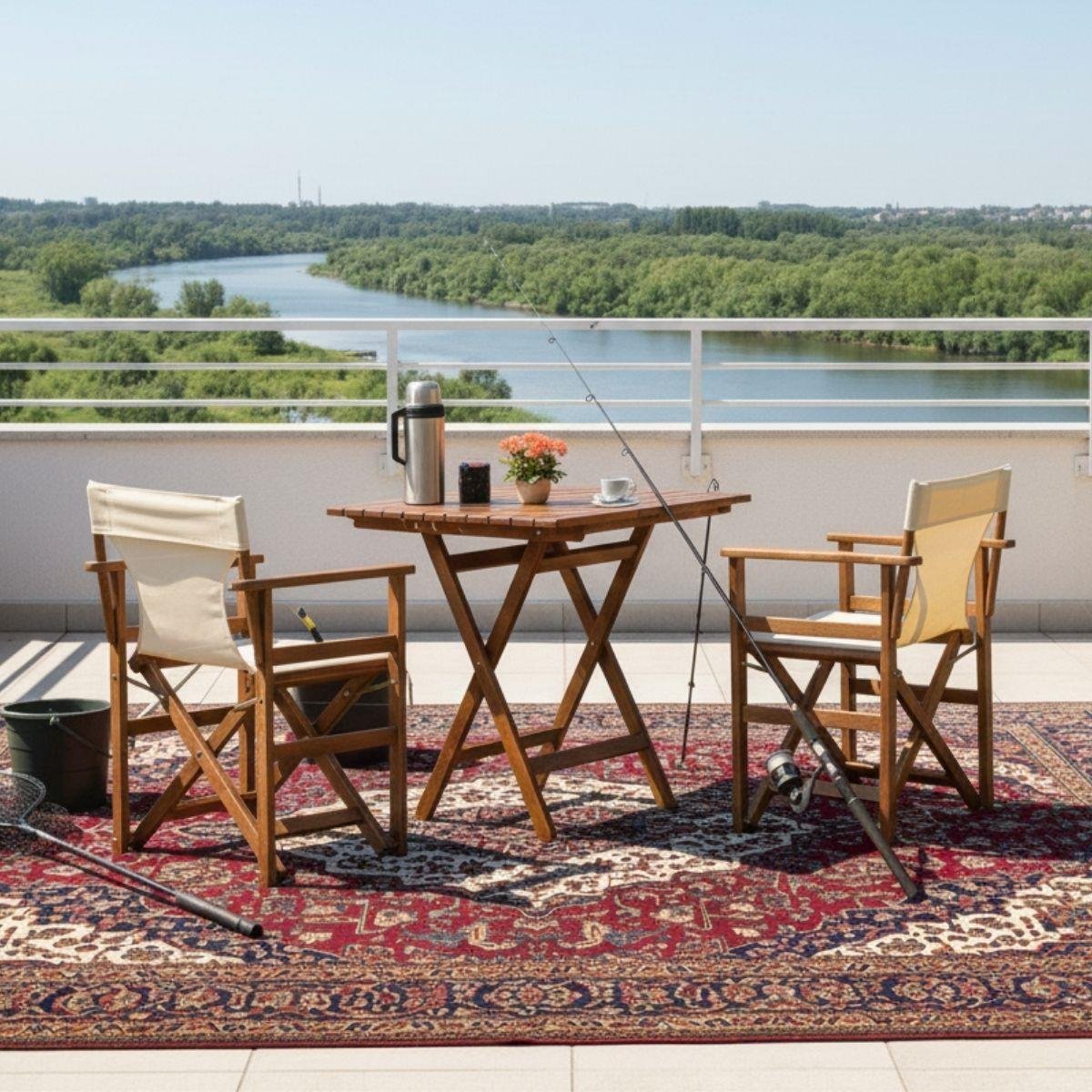 Yönetmen Ahşap Masa Sandalye Takımları - 2, 3, 4 Kişilik Katlanır Bahçe Balkon Set