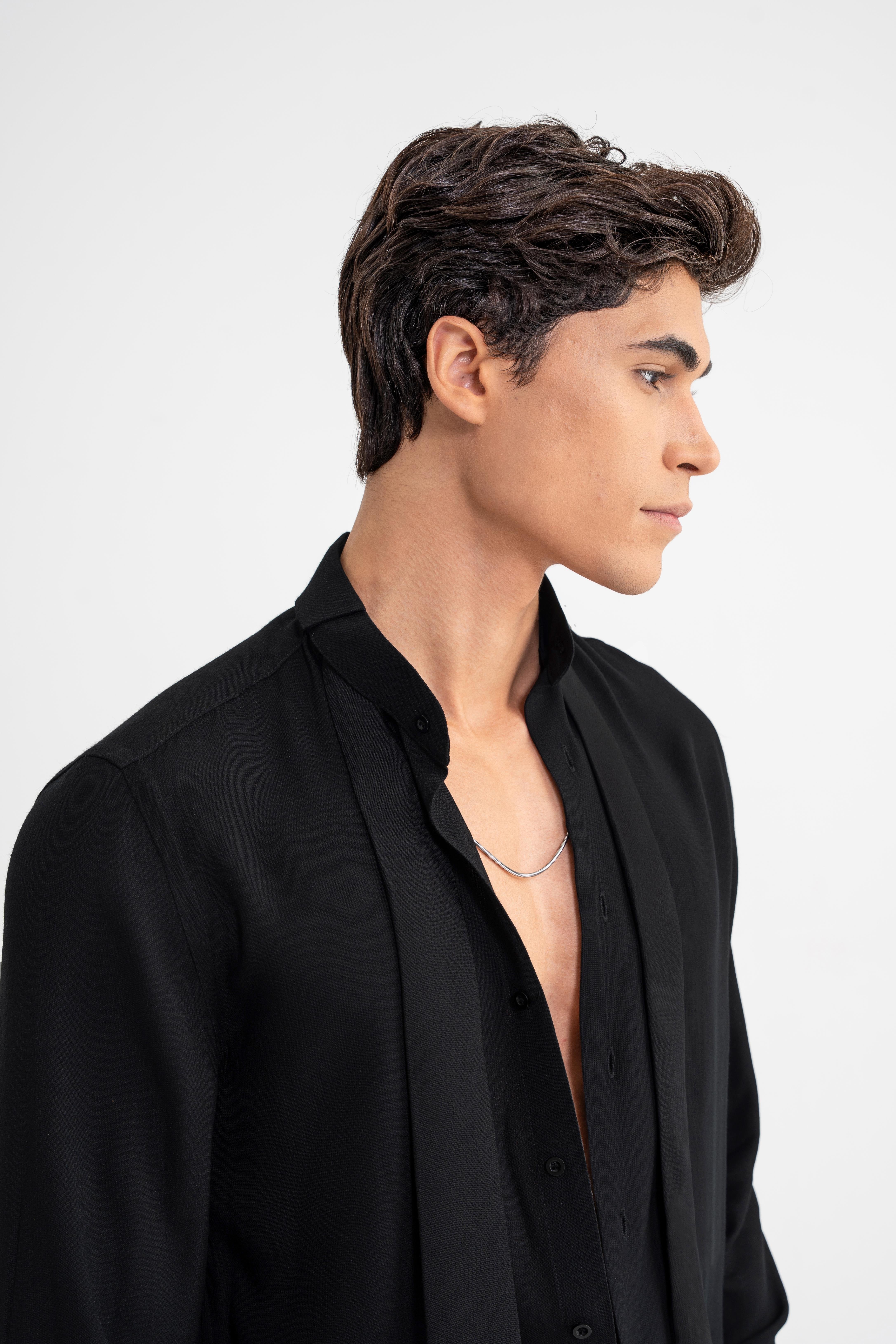 tie shirt and wool pant 