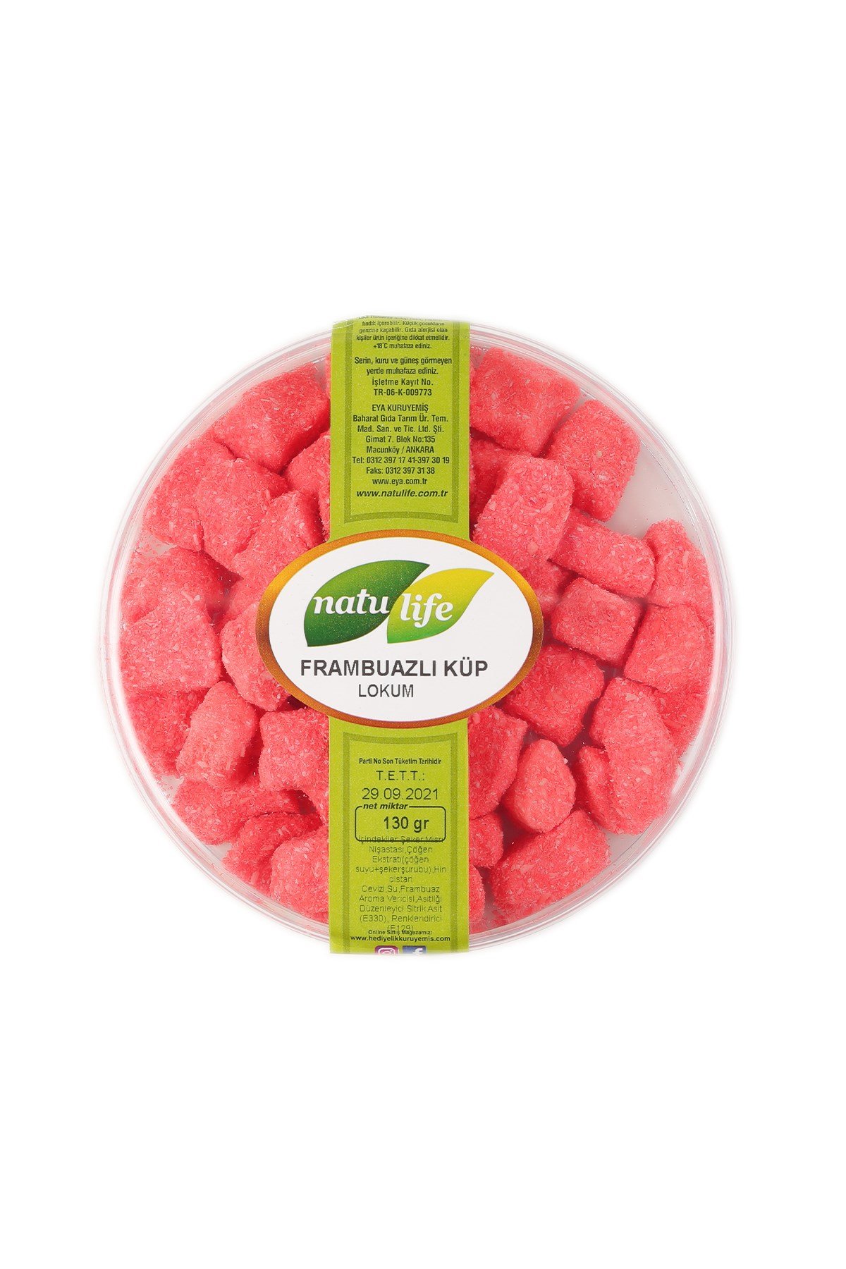 Frambuazlı Küp Lokum 130 Gr  | Natulfie Taze Kuruyemiş- Natulife