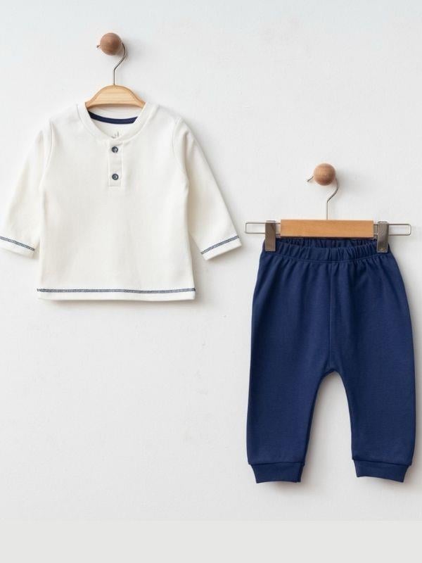 3’lü Organik Uzay Desenli Bebek Eşofman Takımı