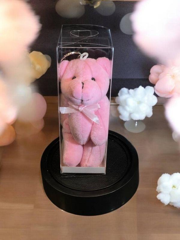 Asetat Kutuda Pembe Hediyelik Peluş Ayıcık Anahtarlık