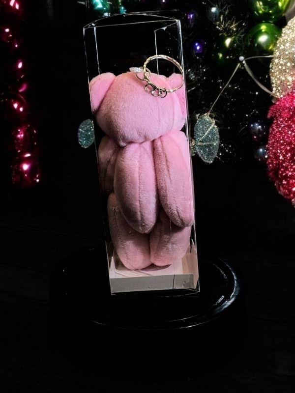 Asetat Kutuda Pembe Hediyelik Peluş Ayıcık Anahtarlık