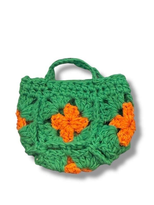 Barbie Bebek için El Örgüsü Elbise ve Çanta İkili Takım