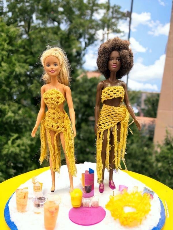 Barbie Bebek İçin Mayo( Bebek Dahil Değildir/Etek, Büstiyer, Pareo Üçlü Takım)