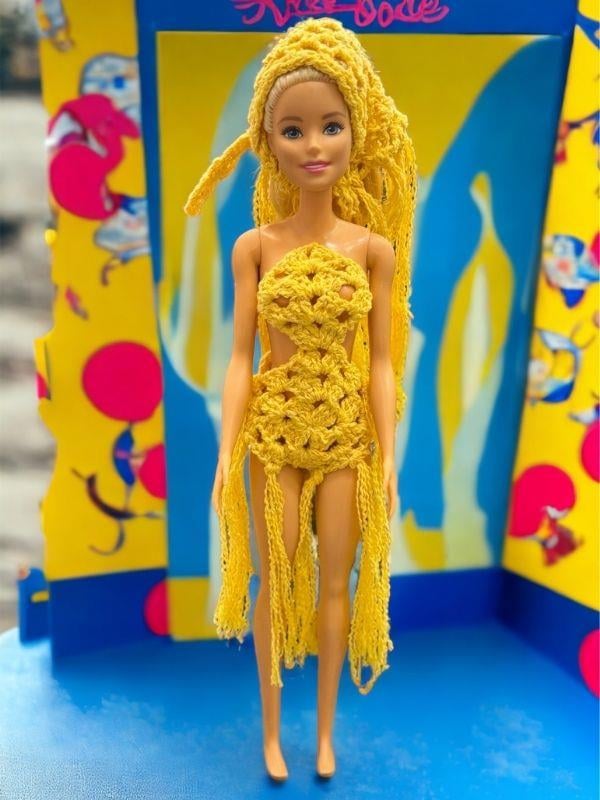 Barbie Bebek İçin Mayo( Bebek Dahil Değildir/Etek, Büstiyer, Pareo Üçlü Takım)