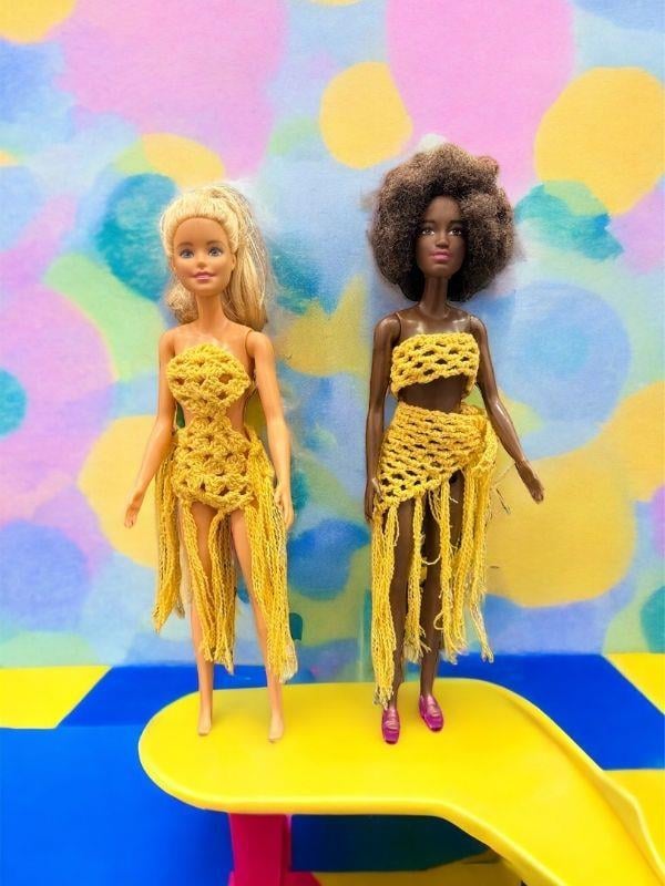 Barbie Bebek İçin Mayo( Bebek Dahil Değildir/Etek, Büstiyer, Pareo Üçlü Takım)
