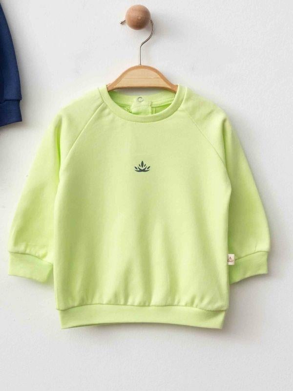 Bebek 2’li Organik Basic Yeşil ve Lacivert Sweatshirt Seti