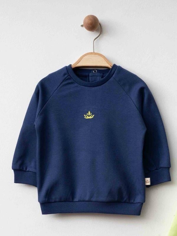 Bebek 2’li Organik Basic Yeşil ve Lacivert Sweatshirt Seti