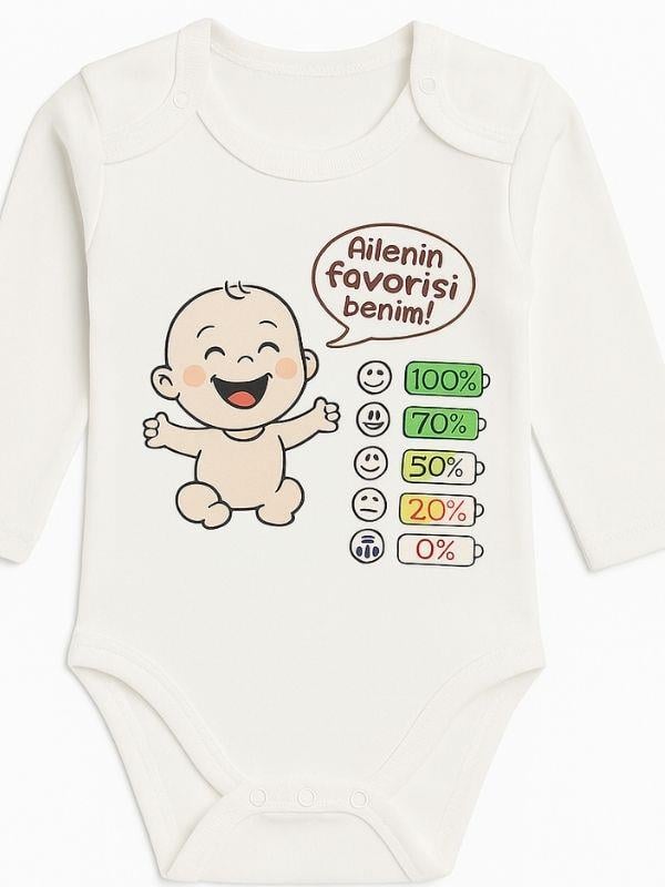 Bebek Ailemin Favorisi Benim Yazılı Uzun Kol Body