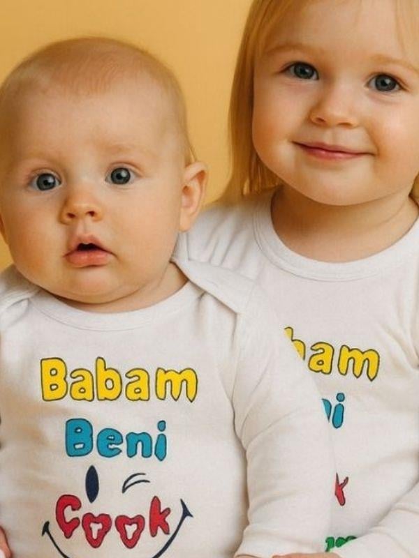 Bebek Babam Beni Çok Seviyor Yazılı Pamuklu Uzun Kol Çıtçıtlı Body