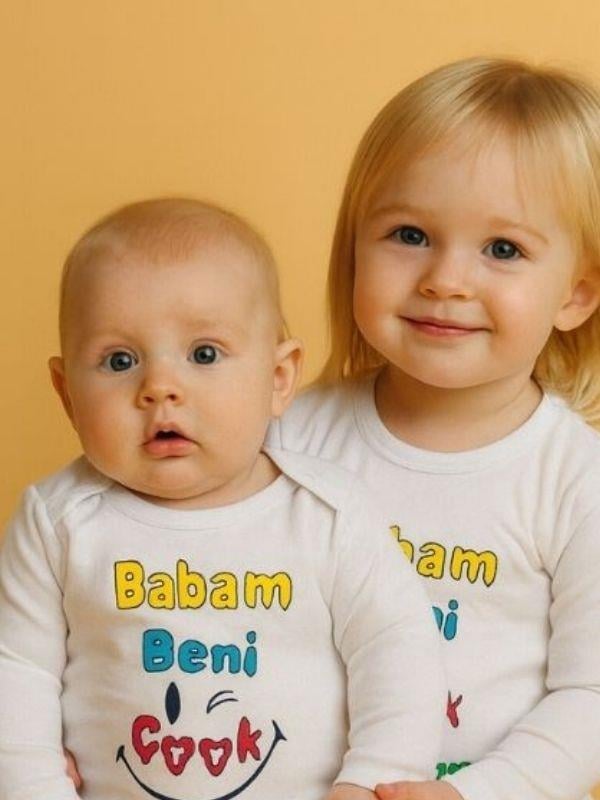 Bebek Babam Beni Çok Seviyor Yazılı Pamuklu Uzun Kol Çıtçıtlı Body