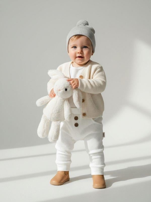 Bebek Düğme Detaylı Cepli Pamuklu Eşofman Altı