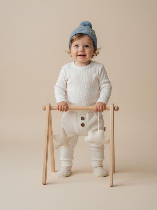 Bebek Düğme Detaylı Cepli Pamuklu Eşofman Altı