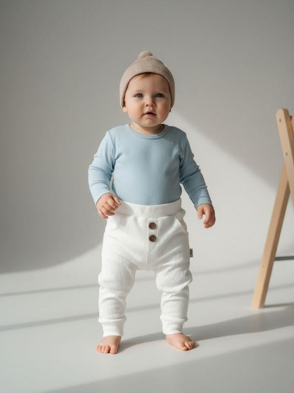 Bebek Düğmeli Cepli Pamuklu Eşofman Altı